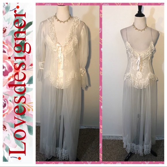 Vintage Other - Victorian Lace Nightgown & Robe ~ White Corset L
